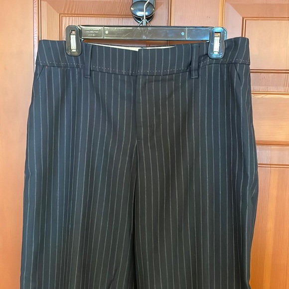 Anthropologie Cartonnier Navy Pinstripe Wool Pants Trouser 12 - Picture 3 of 5